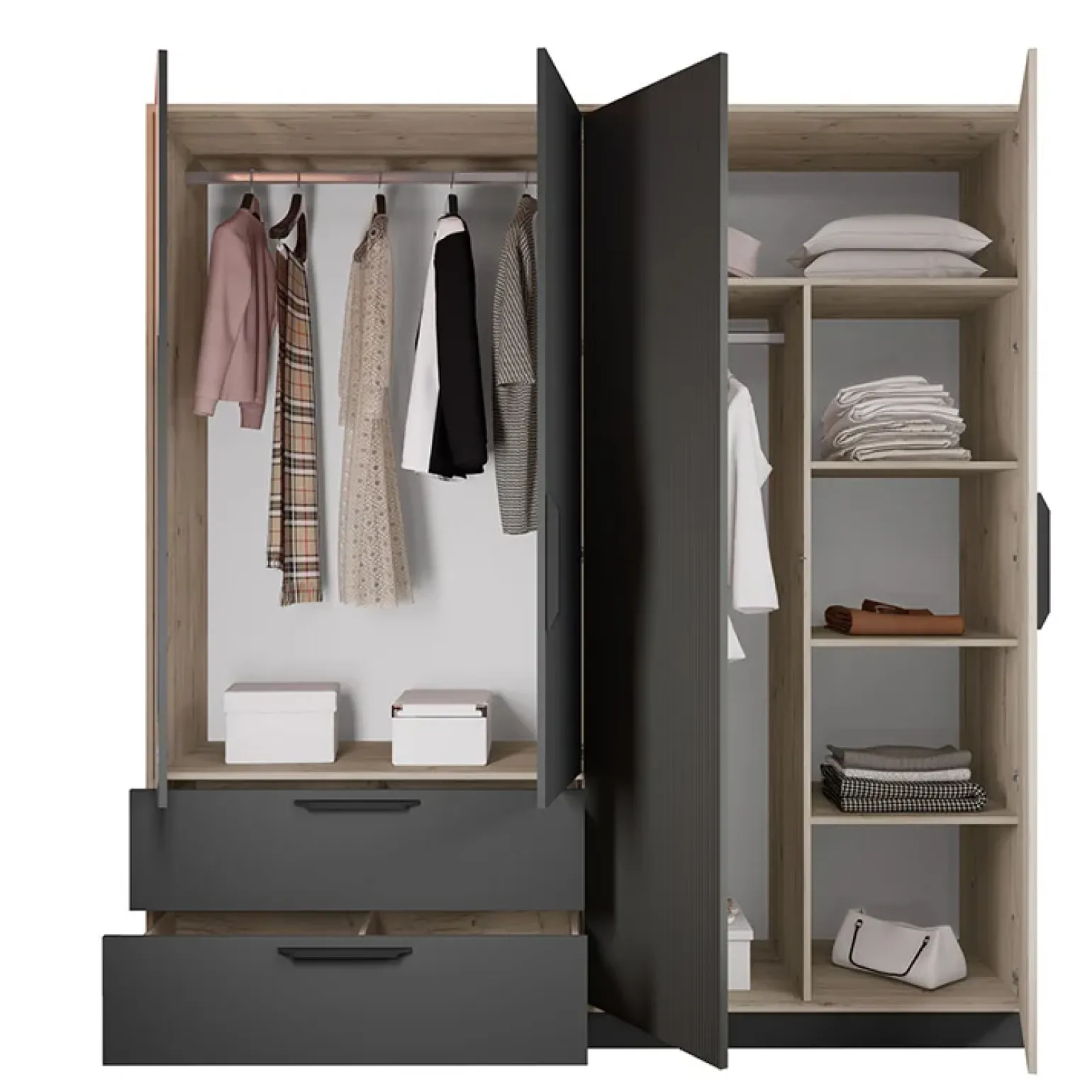 Camera da letto matrimoniale completa rovere antracite opaco Urbino