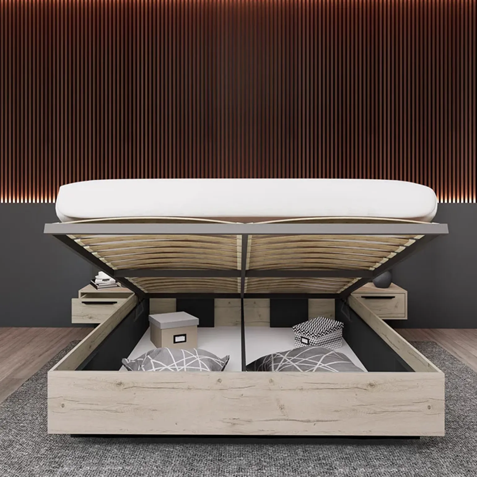 Camera da letto matrimoniale completa rovere antracite opaco Urbino