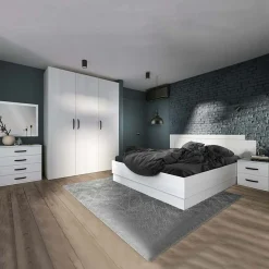 Camera da letto moderna completa matrimoniale pino bianco Angara