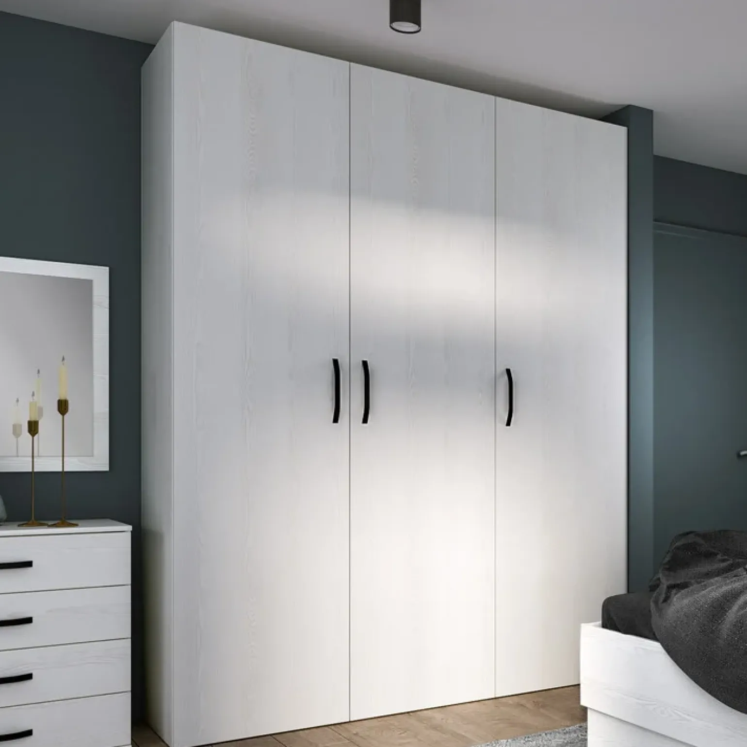 Camera da letto moderna completa matrimoniale pino bianco Angara