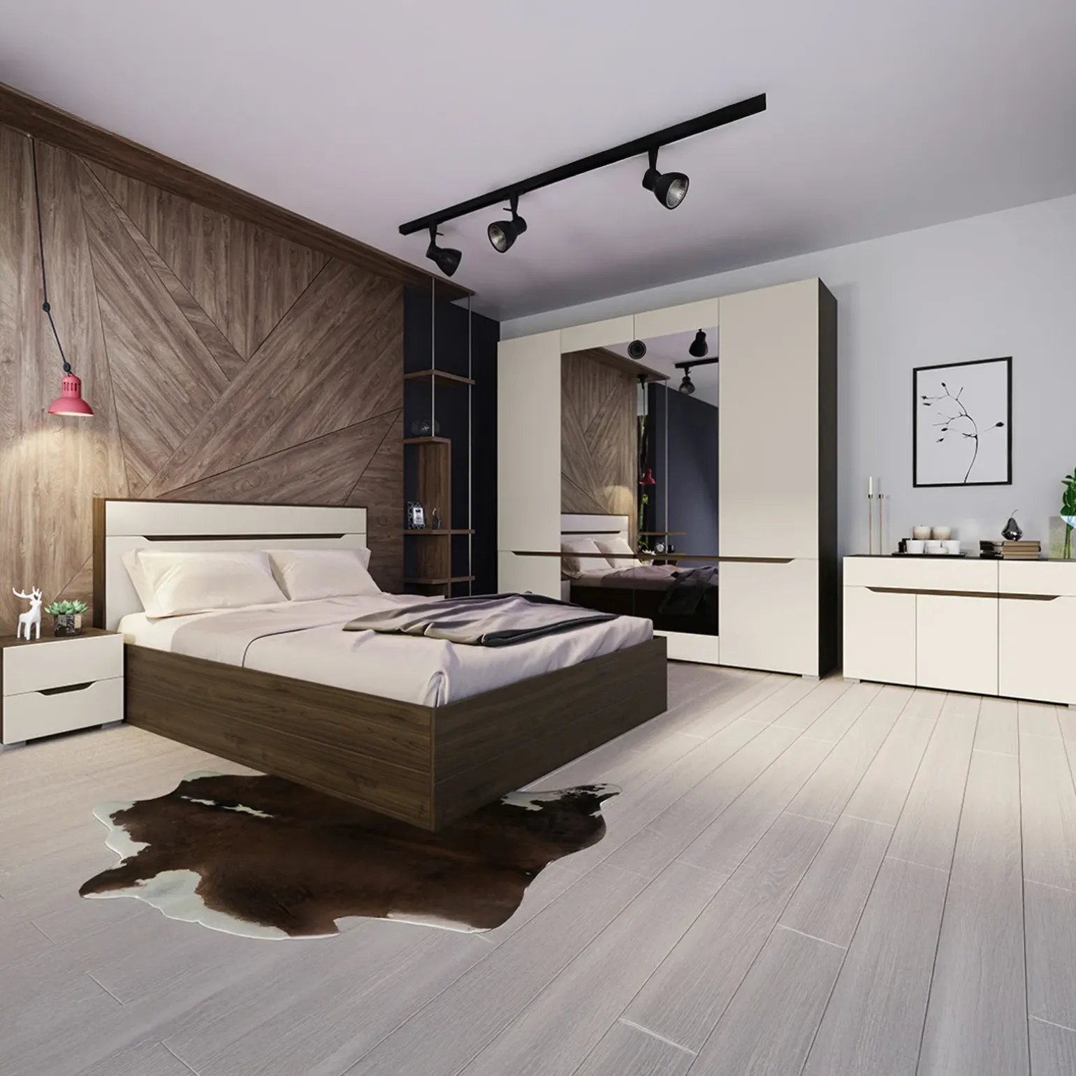 Camera da letto moderna completa matrimoniale noce champagne Brasilia