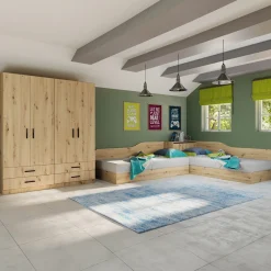 Camera doppio letto completa design rovere rustico Caronte