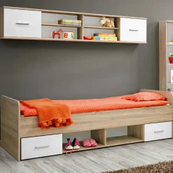 Cameretta bambini 1 letto singolo quercia sonoma bianco opaco Ciak 2
