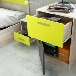 Cameretta bambini rovere verde mela grafite armadio letto comodino cassettiera scrivania Cooper