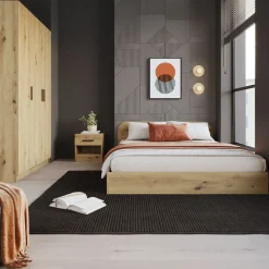 Cameretta completa alla francese con armadio e comodino rovere rustico Carrisi