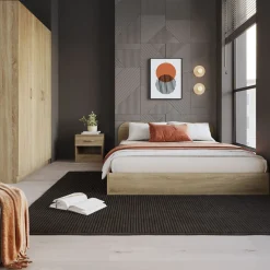 Cameretta completa alla francese con armadio e comodino rovere sonoma Carrisi