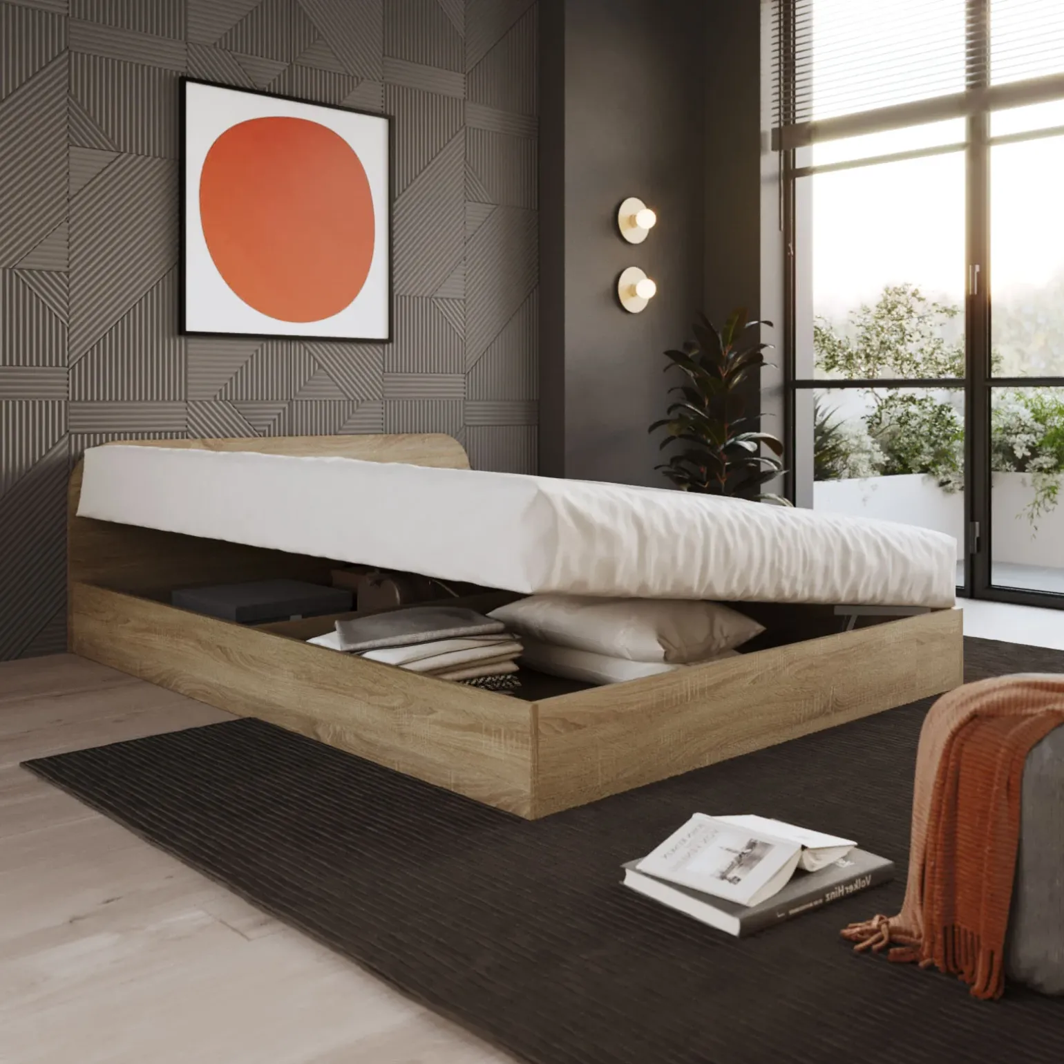 Cameretta completa alla francese con armadio e comodino rovere sonoma Carrisi