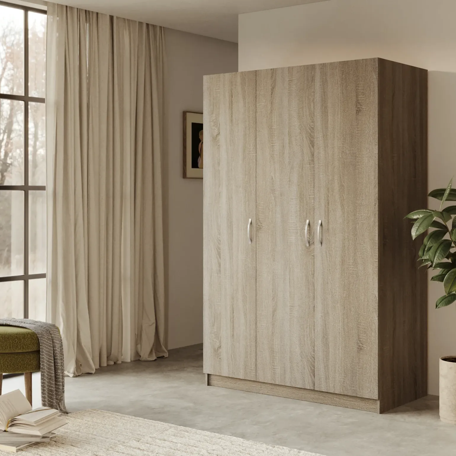 Cameretta completa alla francese con armadio e comodino rovere sonoma Carrisi