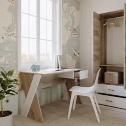 Cameretta completa bambini 1 letto singolo rovere bianco Francesco Gihome®