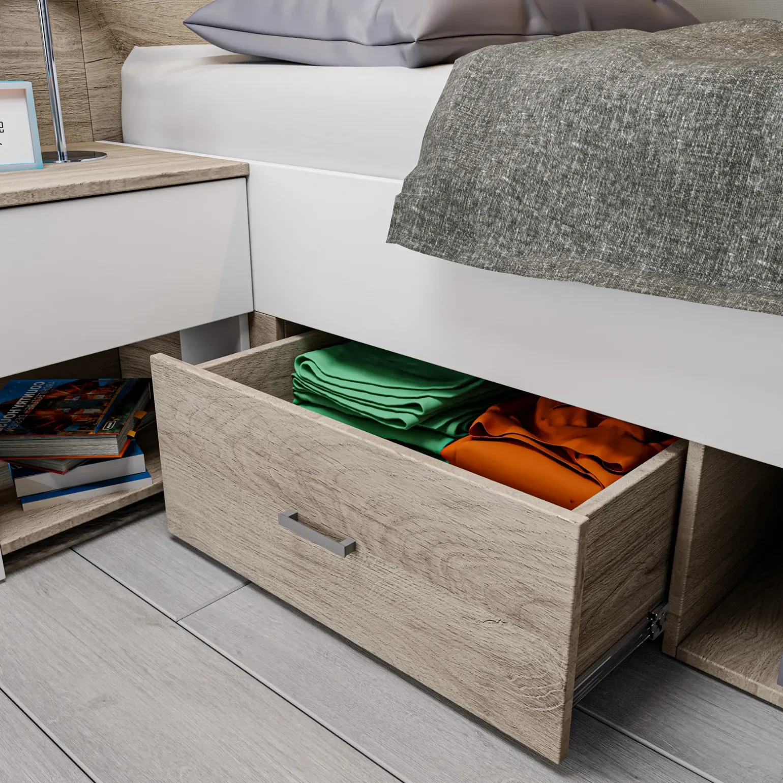 Cameretta completa bambini 1 letto singolo rovere bianco Francesco Gihome®