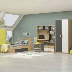 Cameretta completa per bambini rovere antracite bianco Chiaretto
