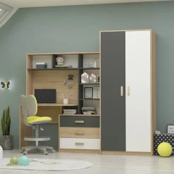 Cameretta completa per bambini rovere antracite bianco Chiaretto