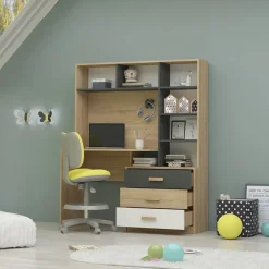 Cameretta completa per bambini rovere antracite bianco Chiaretto