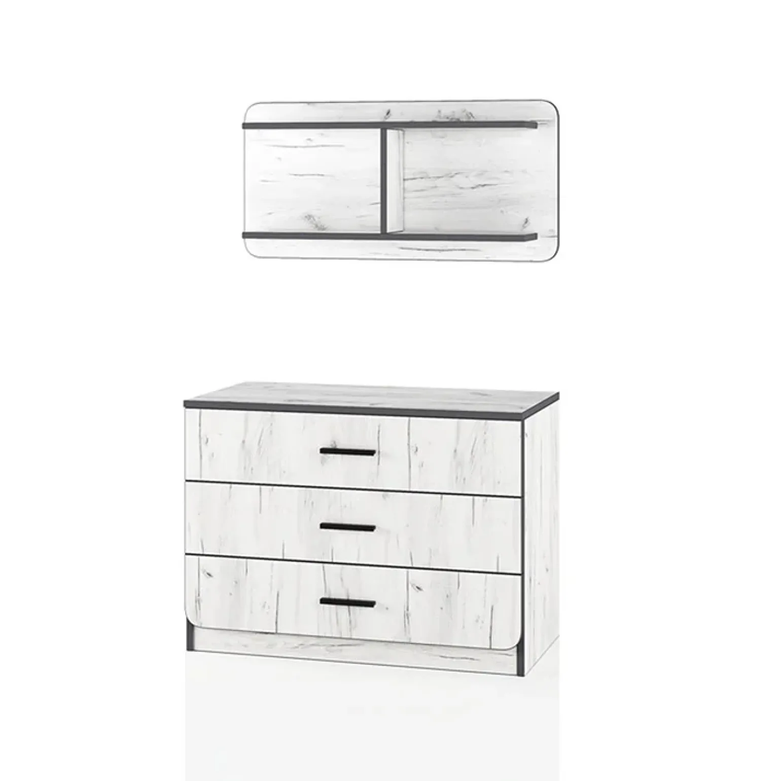 Cameretta per bambini 1 letto singolo contenitore bianco rustico grigio Zadar