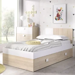 Cameretta per bambini completa 2 letti singoli rovere bianco Cairo