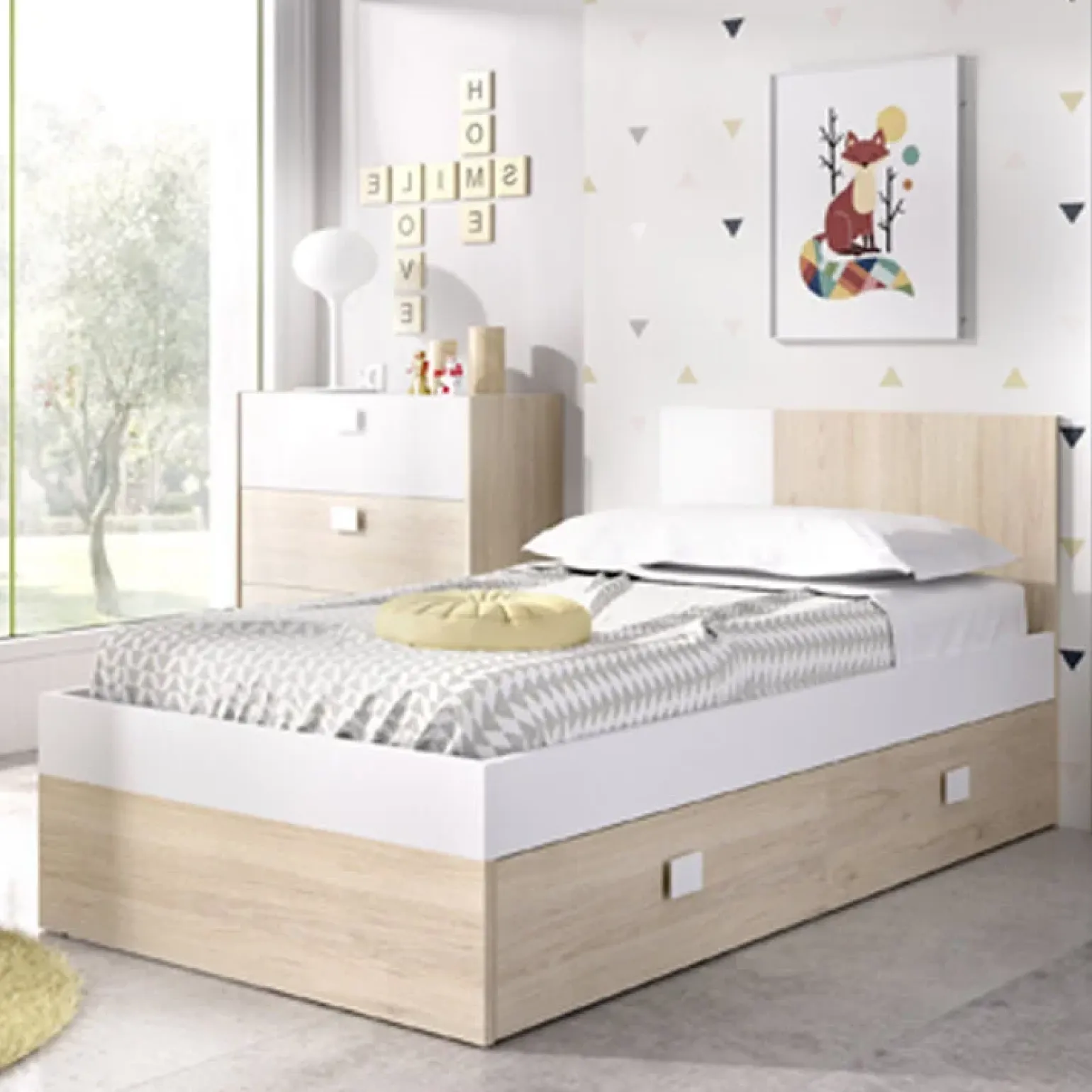 Cameretta per bambini completa 2 letti singoli rovere bianco Cairo