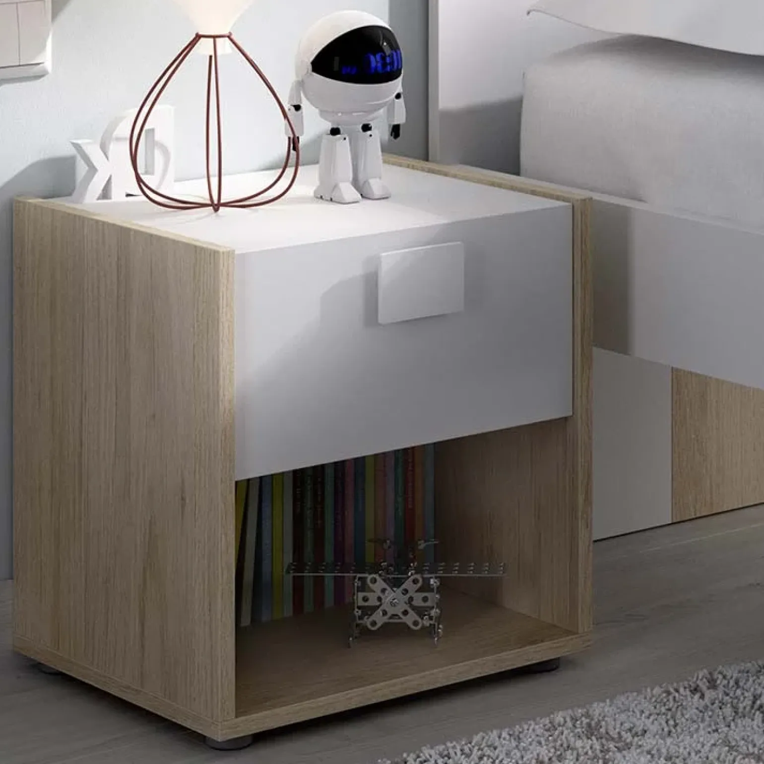 Cameretta per bambini completa 2 letti singoli rovere bianco Cairo
