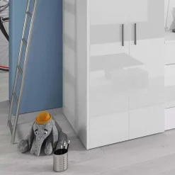 Cameretta 204x86 a soppalco per bambini bianco opaco e lucido Luca