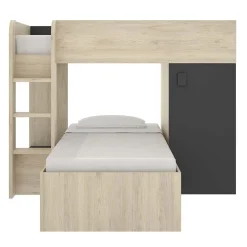 Cameretta 255x109cm 2 letti a soppalco reversibile rovere grafite Sole