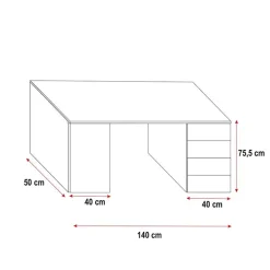 Cameretta 324x86cm 2 letti singoli completa bianco Diego Gihome®
