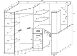 Cameretta 204x120cm 1 letto singolo completa sinistra rovere blu Dollie Gihome®