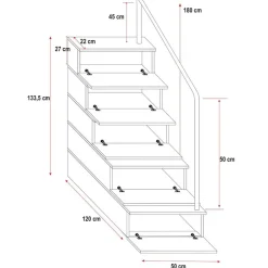 Cameretta 254x120cm 1 letto soppalco bianco grigio lucido Simone Gihome®