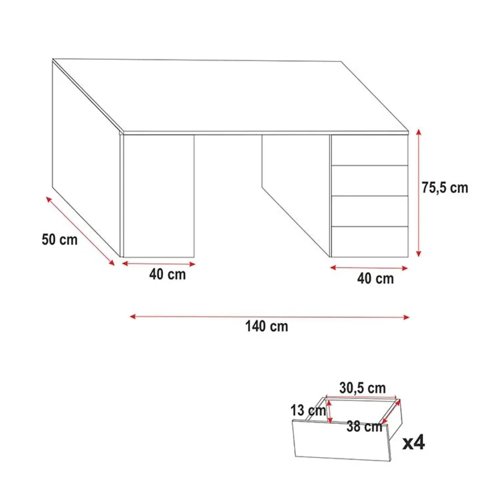 Cameretta 254x120cm 1 letto soppalco bianco grigio lucido Simone Gihome®
