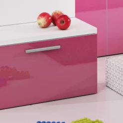 Cameretta 254x120cm 1 letto soppalco bambini bianco rosa lucido Simone Gihome®