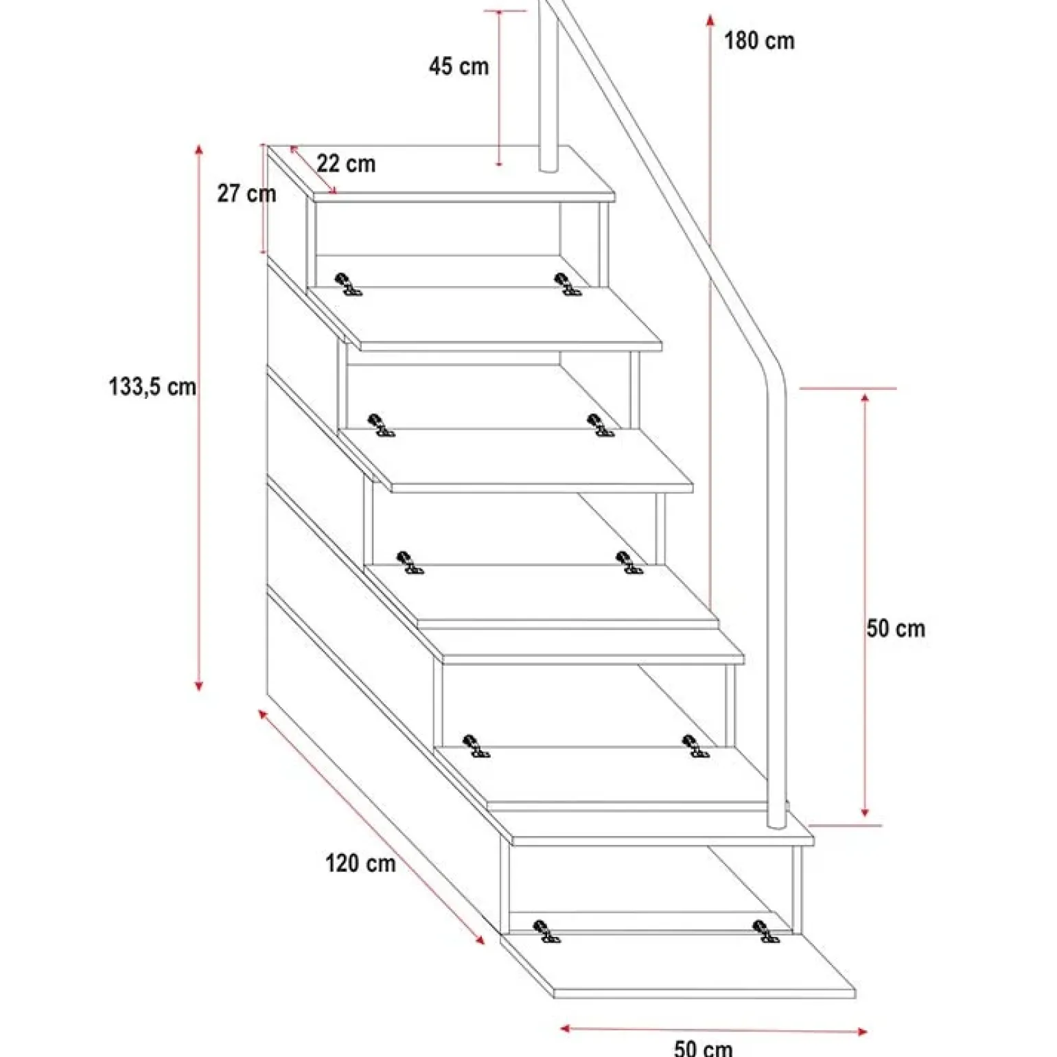 Cameretta 254x120cm 1 letto soppalco bambini bianco rosa lucido Simone Gihome®