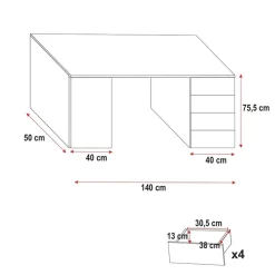 Cameretta 254x120cm 1 letto soppalco bianco lucido Simone Gihome®