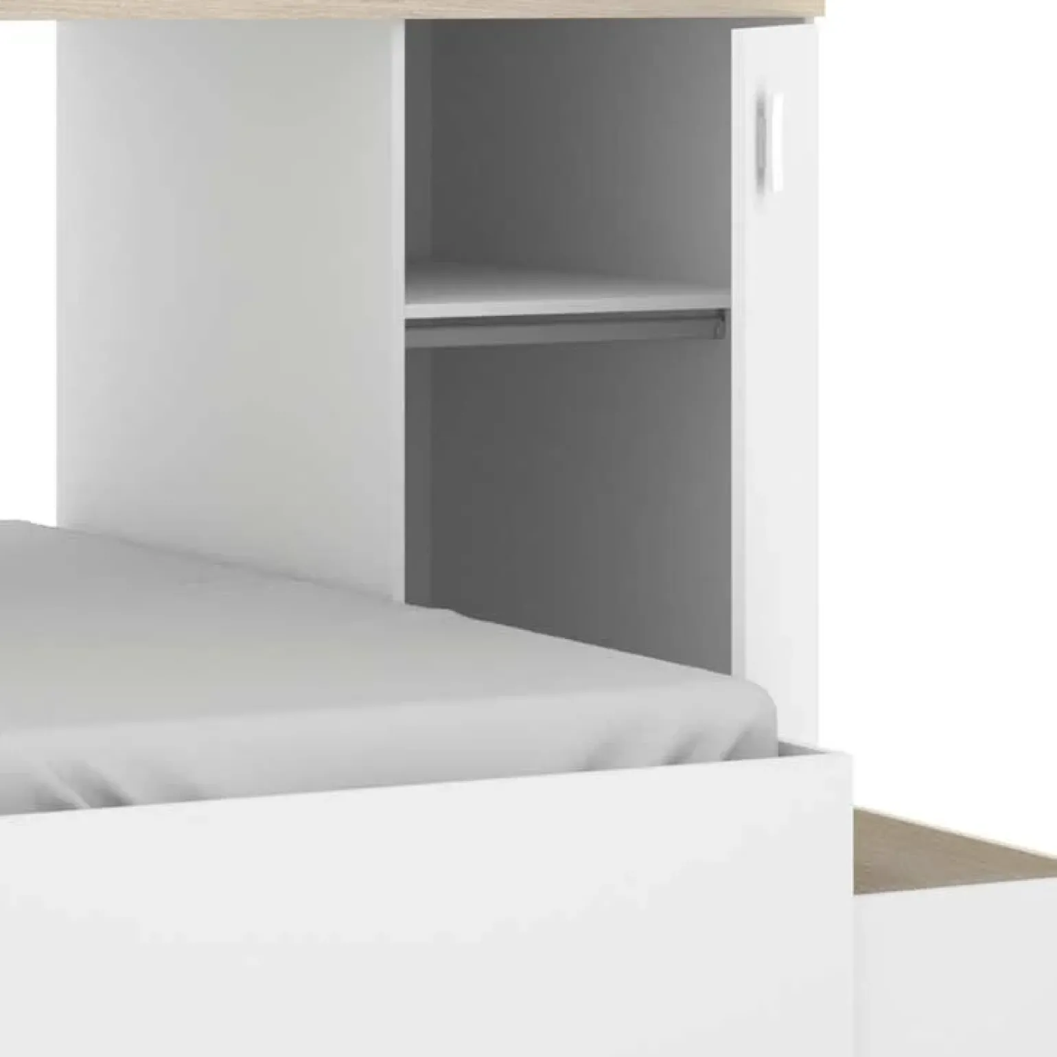 Cameretta 255x112cm bambini 2 letti reversibile rovere bianco a soppalco Sole