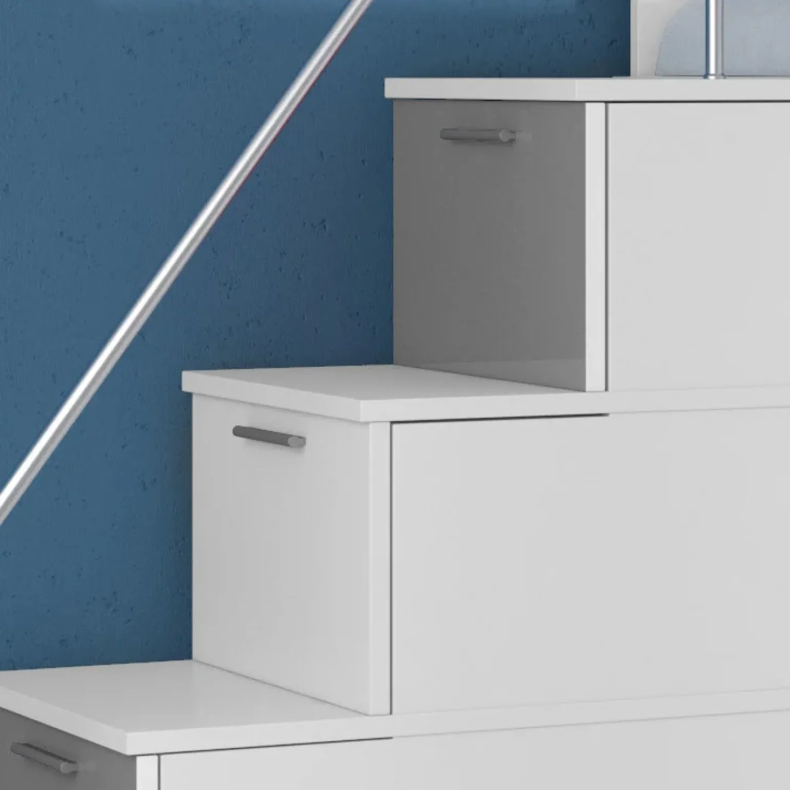 Cameretta 324x86cm completa 2 letti singoli bianco grigio Diego Gihome®