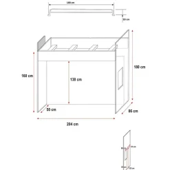Cameretta 324x86cm completa 2 letti singoli bianco grigio Diego Gihome®