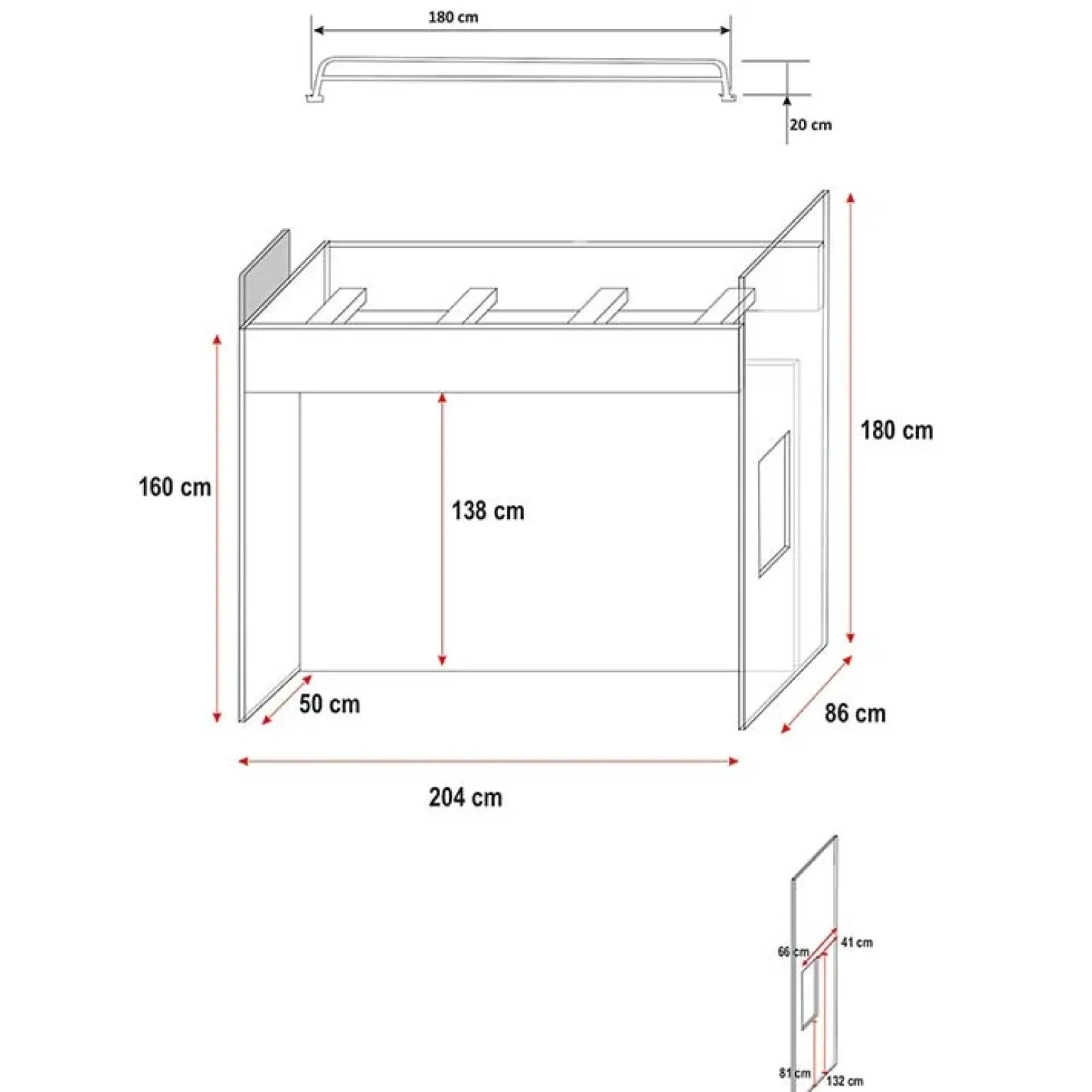 Cameretta 324x86cm completa 2 letti singoli bianco grigio Diego Gihome®