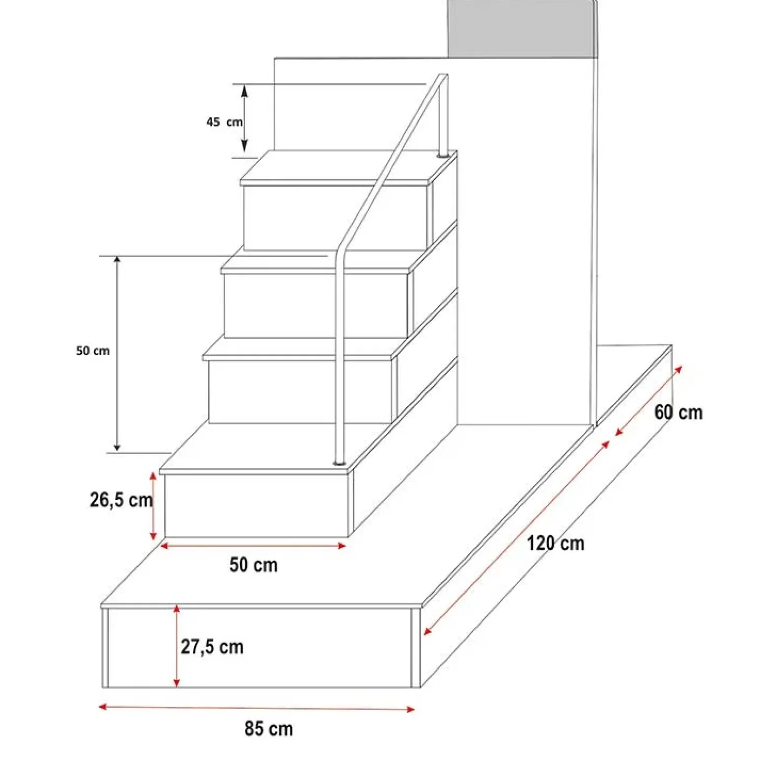 Cameretta 324x86cm completa 2 letti singoli bianco grigio Diego Gihome®