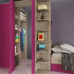 Cameretta 352x124cm con cabina armadio rovere fucsia Fabio Gihome®