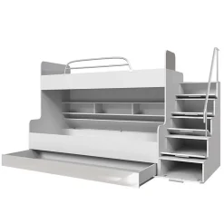Cameretta 254x120cm con soppalco 2 letti singoli bianca rosa Enrico Gihome®