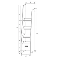 Cameretta 204x120cm sinistra bambini completa 1 letto singolo bianco pino grafite Dollie Gihome®