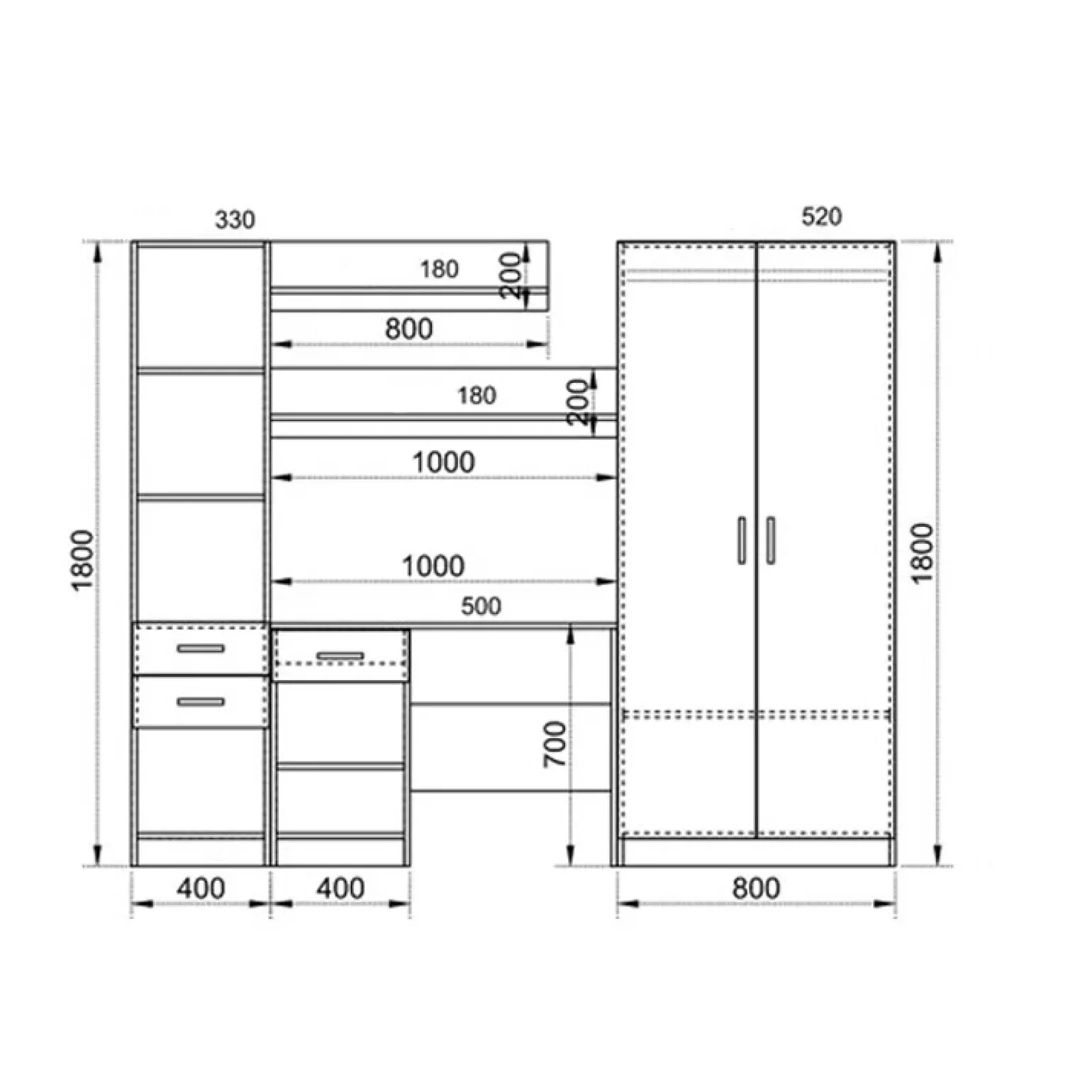 Cameretta per bambini completa con letto 120x190 cm rovere blu petrolio Alex Gihome®