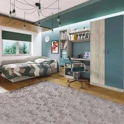 Cameretta per bambini completa 1 letto reversibile rovere blu petrolio Alex Gihome®