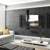 Caminetto bioetanolo da parete con vetro moderno 65x23cm nero Lucca