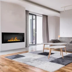 Caminetto 90x40h cm bioetanolo con vetro nero opaco Albert Gihome®