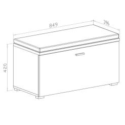 Cassapanca scarpiera 85x42h cm moderna bianco frassinato cemento Danielle