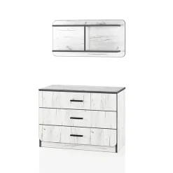 Cassettiera con scaffale 80x148h cm 3 cassetti design bianco rustico Elysian