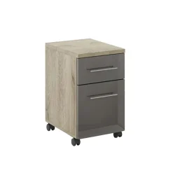 Cassettiera ufficio 35x59h cm reversibile rovere antracite lucido Time O