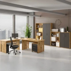 Cassettiera ufficio 43x57h cm rovere grafite Woody