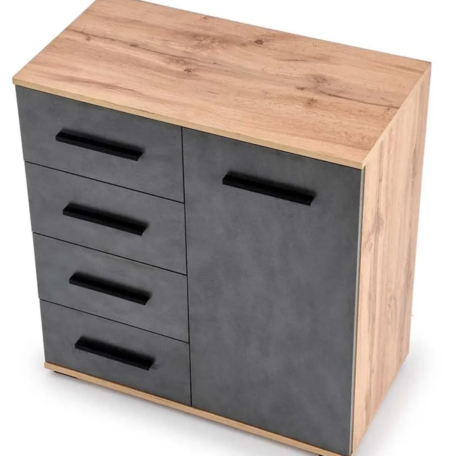 Cassettiera 77x82h 4 cassetti 1 anta cm rovere grigio Viki