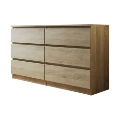 Cassettiera 139x77h cm 6 cassetti moderna rovere Rotterdam