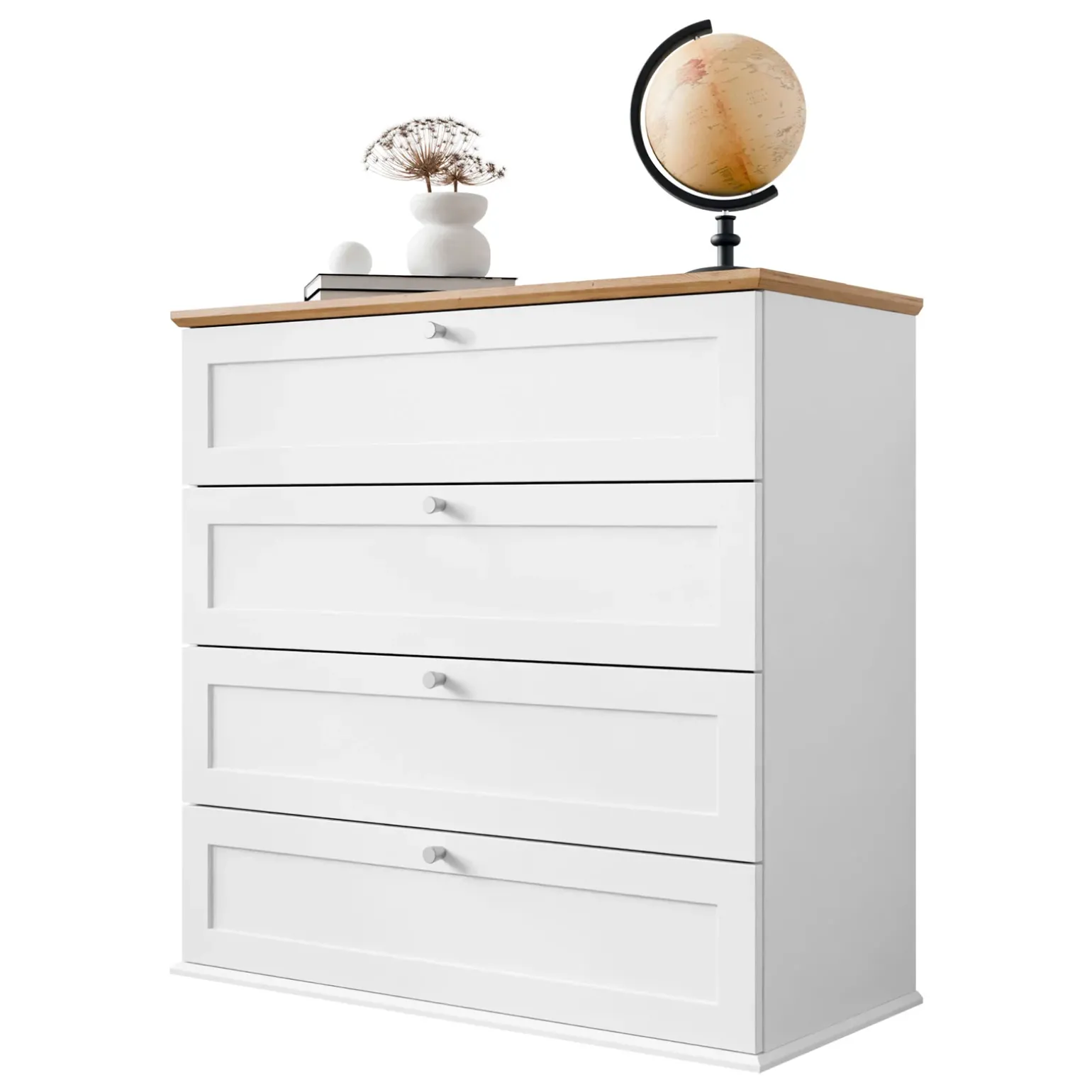 Cassettiera 92x91h cm 4 cassetti bianco rovere Relaxio