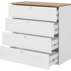 Cassettiera 92x91h cm 4 cassetti bianco rovere Relaxio